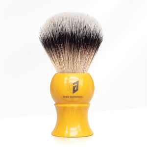 Open image in slideshow, GG Shaving Brush｜Nylon Hair｜Yellow Waist Drum Acrylic Handle
