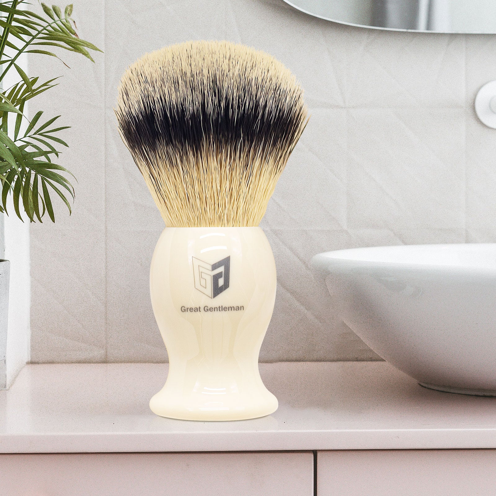 GG Shaving Brush｜Nylon Hair｜White Acrylic Handle