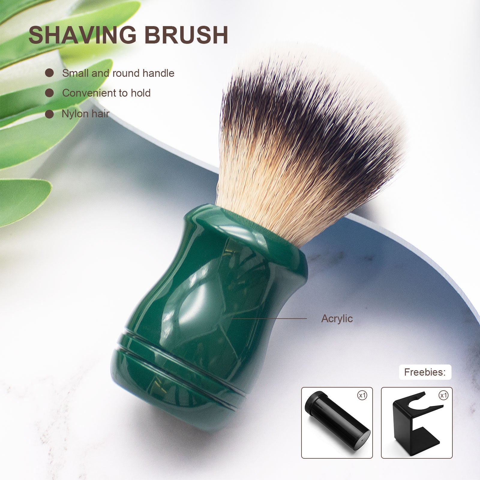 GG Shaving Brush｜Nylon Hair｜Green Acrylic Handle
