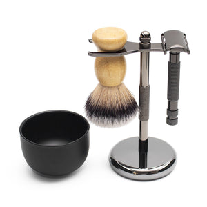 Open image in slideshow, Great Gentleman Shaving Set Kit with Shaving brush, Stand, Safety Razor and Shaving Bowl
