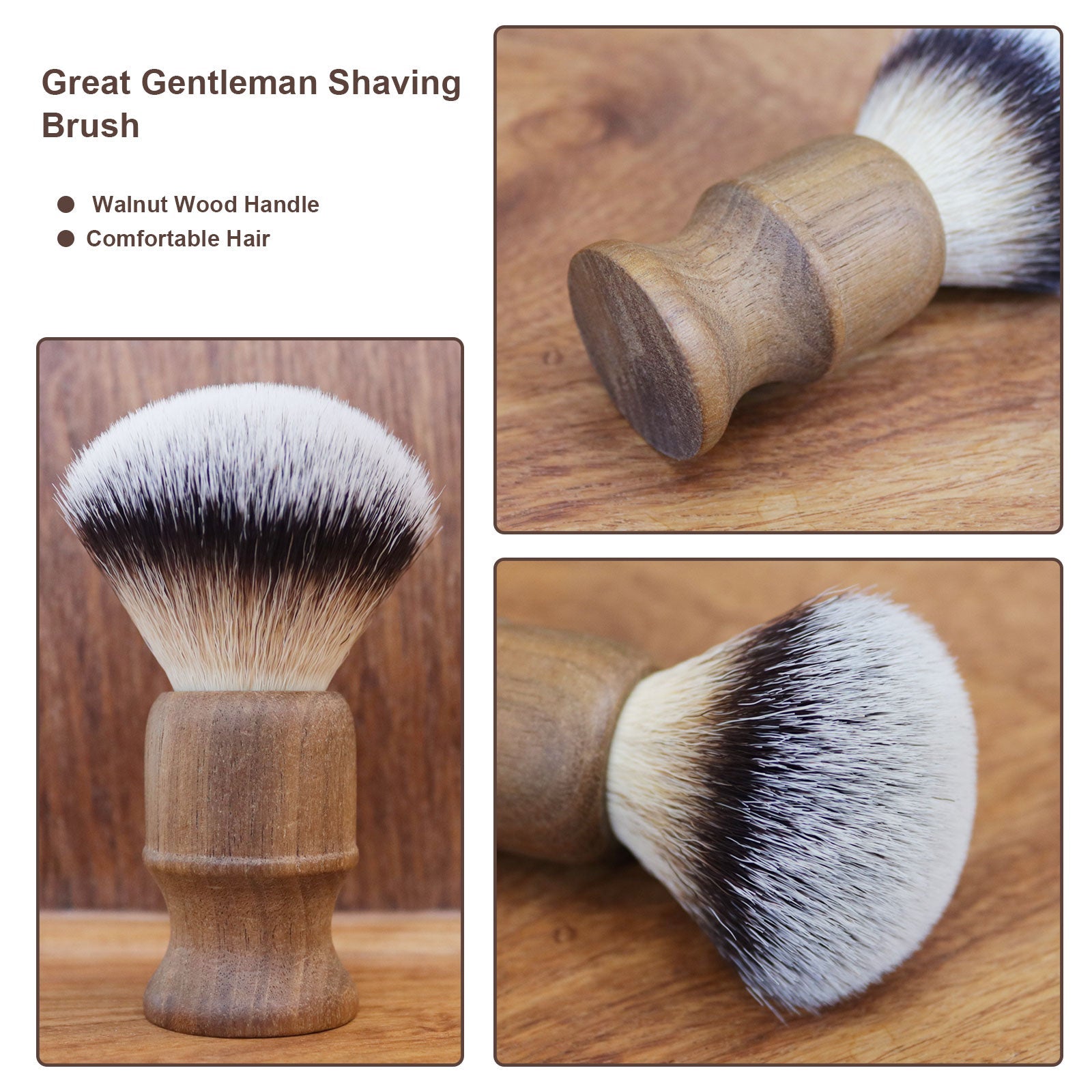 GG Shaving Brush｜Nylon Hair｜Walunt wood Handle