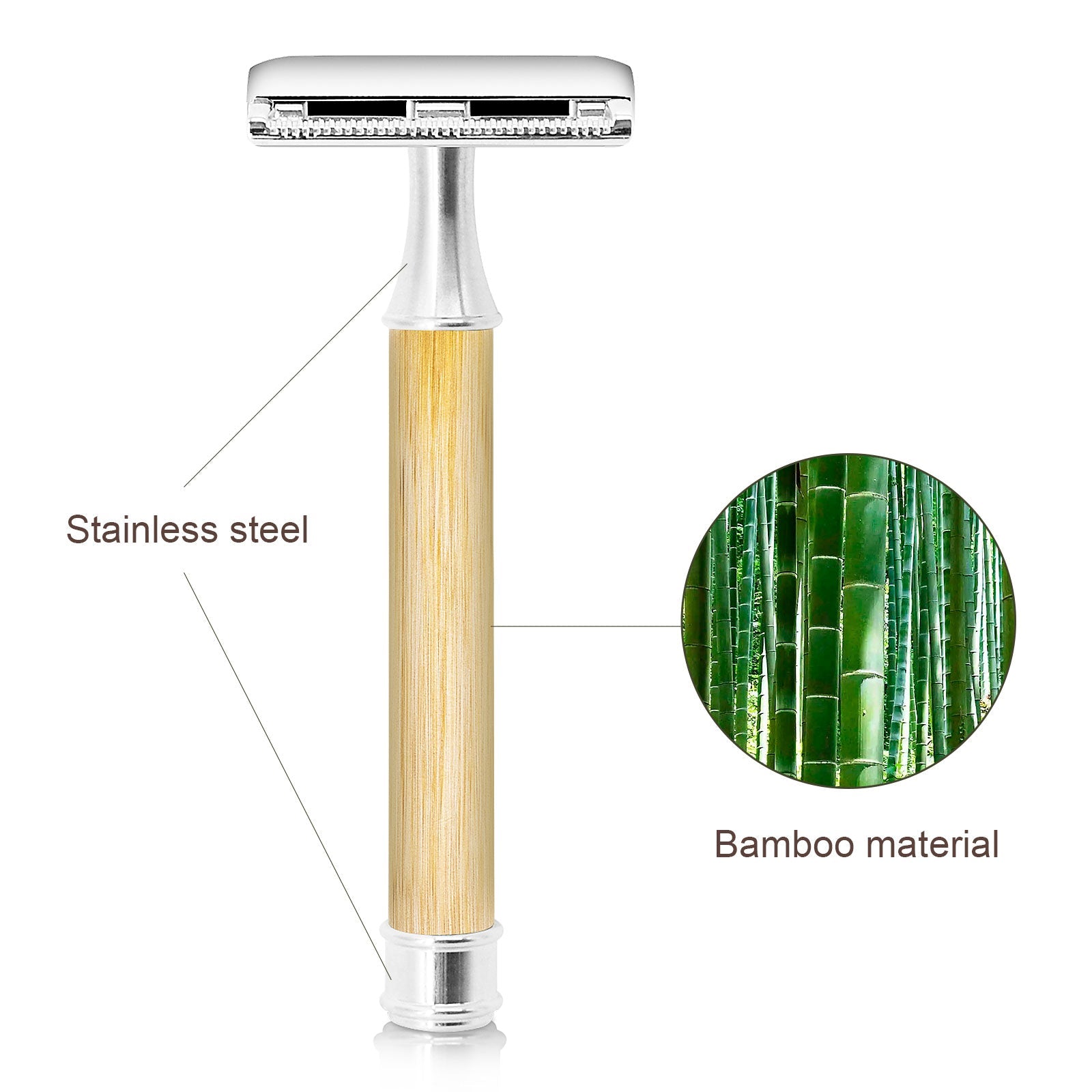 Great Gentleman Double Edge Shaving Safety Razor with Bamboo Wood Handle